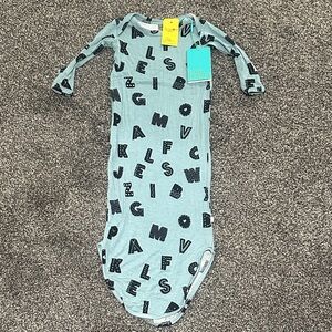 Posh Peanut Teal Alphabet Print Baby Gown